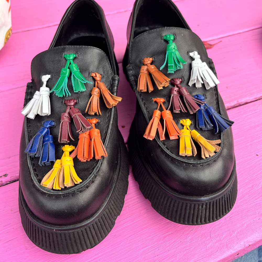 Charlotte Stone Chandler lug sole tassel loafers